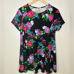 Show Me Your Mumu Women’s Dress Floral Short Sleeve Babydoll Black Size Medium